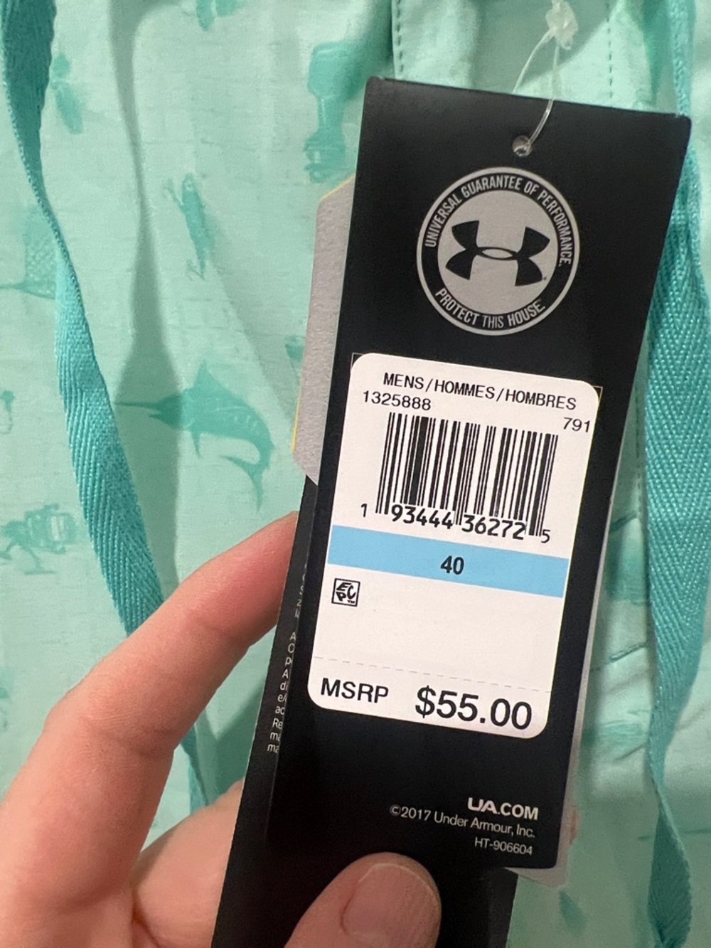 Under Armour Tide Chaser Aqua Fish Print Board Shorts Size 40 NWT - Picture 5 of 8